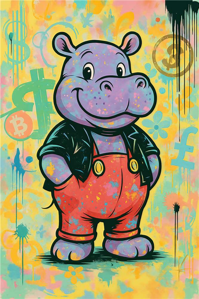 Farverig Flodhest med Attitude plakat
