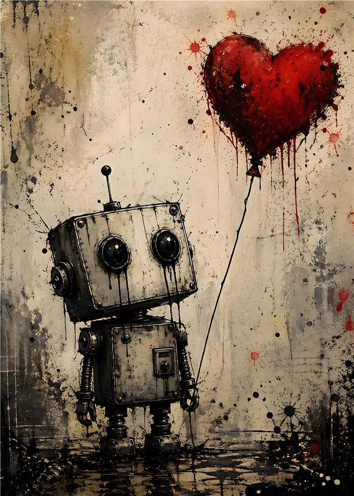Robot med Hjerteballon: Kærlighed og Nostalgia plakat