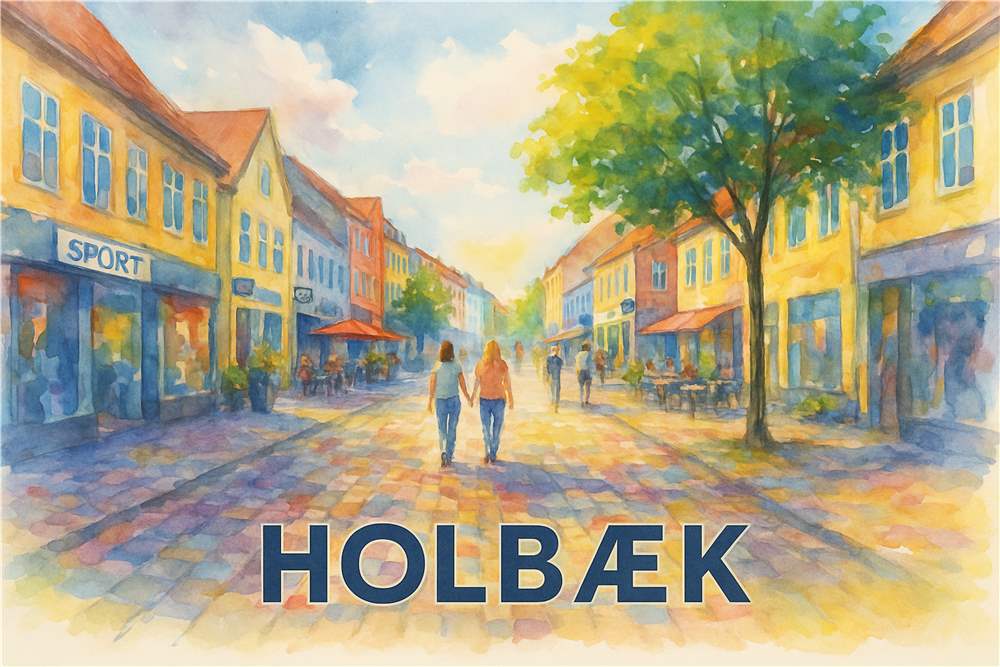 Livlig Holbæk Gade i Vinterlys plakat