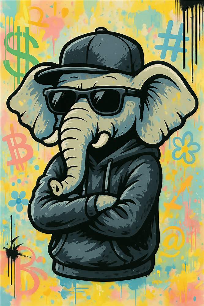 Cool Elefant i Hip Hop Stil plakat