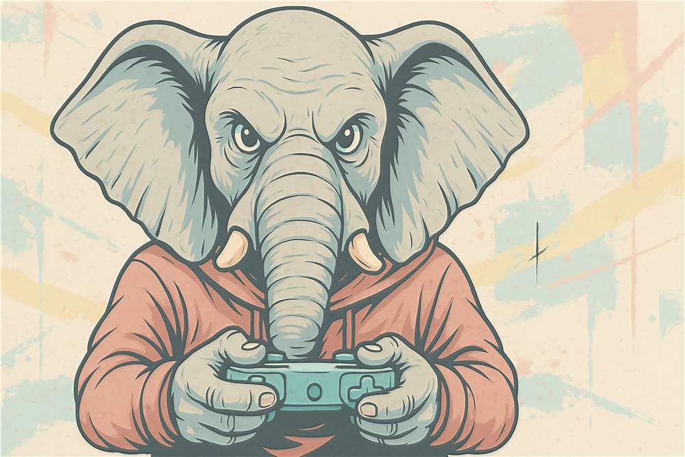 Gaming Elefant i Hoodie plakat
