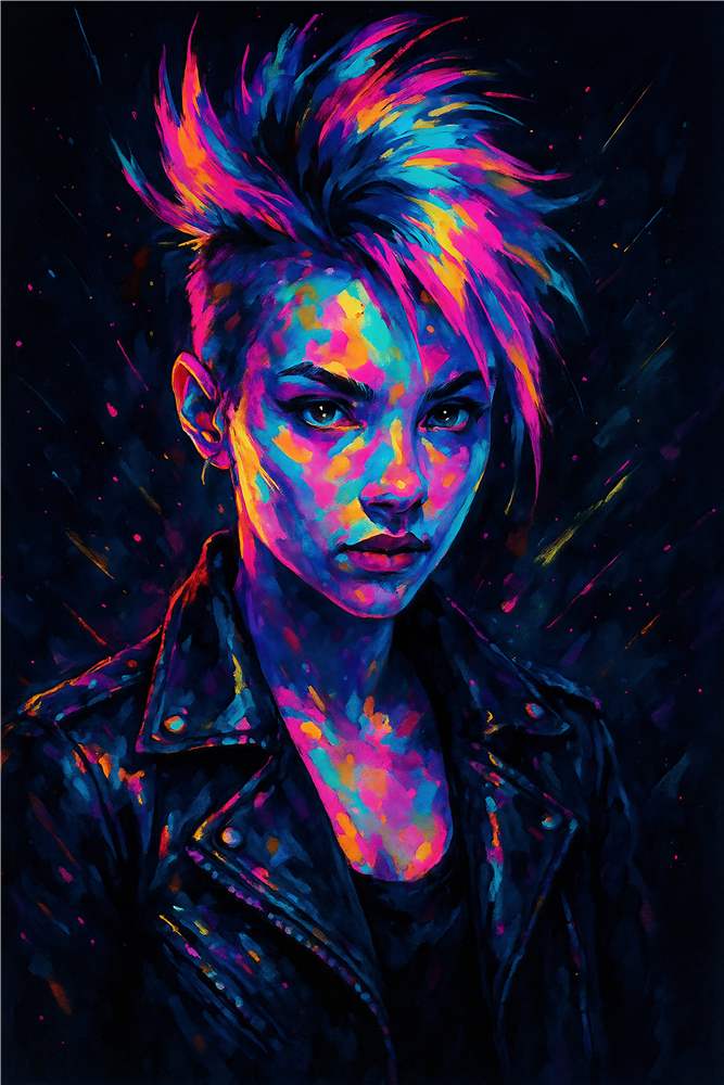 Neon Portræt med Punk Vibe plakat