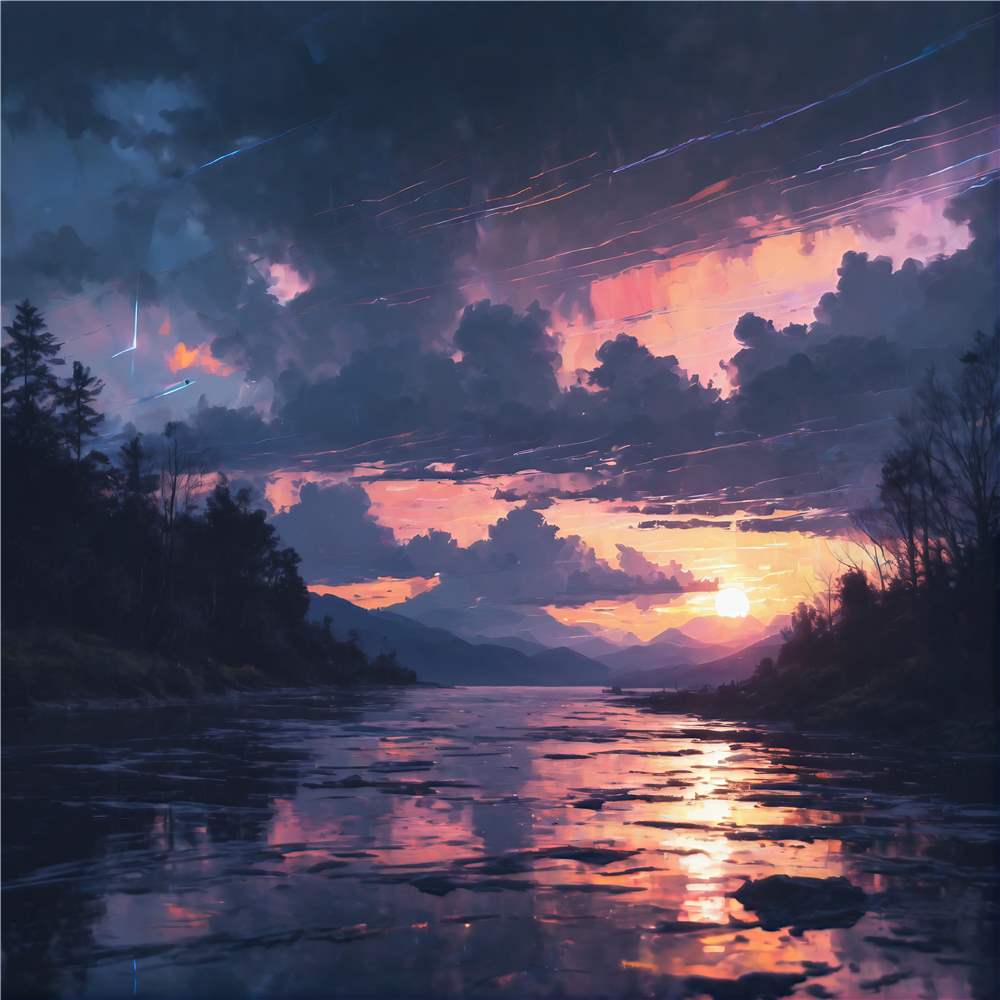 Magisk solnedgang over stille vand plakat