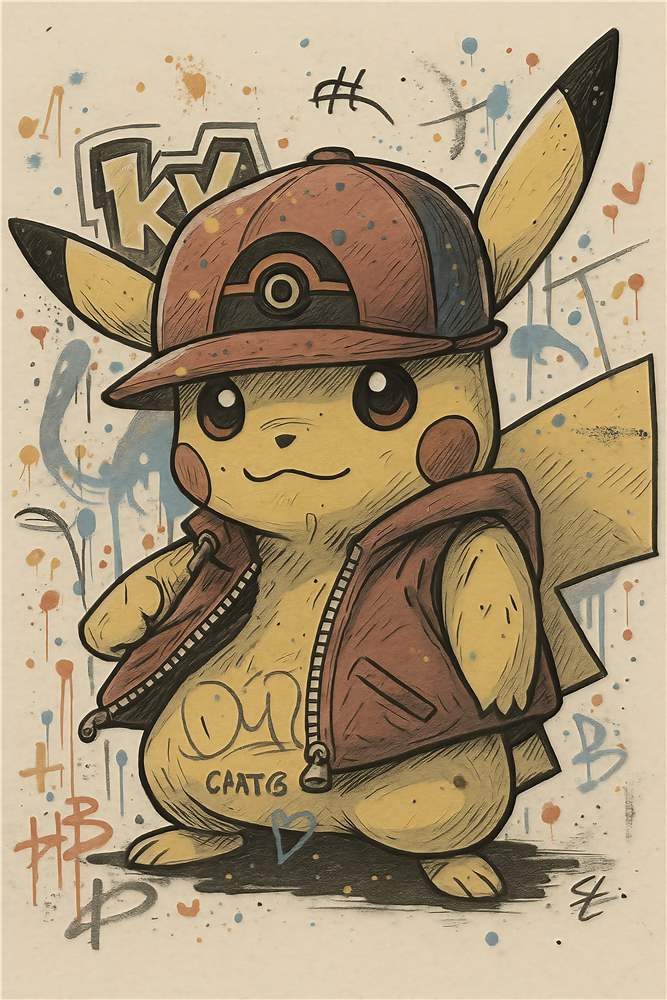 Stylish Pikachu med Graffiti Vibe plakat