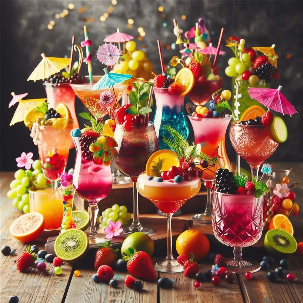 Farverig Cocktailfest til Dit Hjem plakat