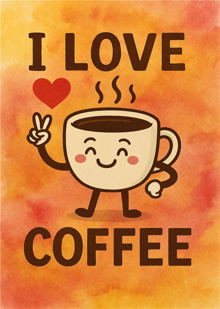 Kaffekop med Kærlighed og Smil plakat