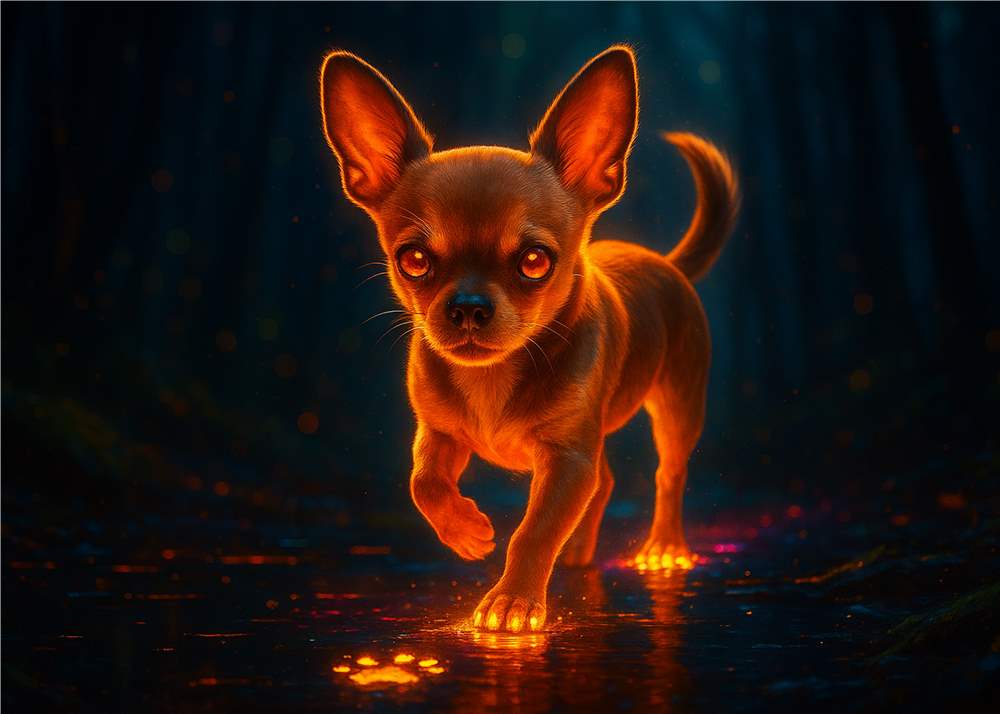 Lysende Chihuahua i Skovens Mørke plakat