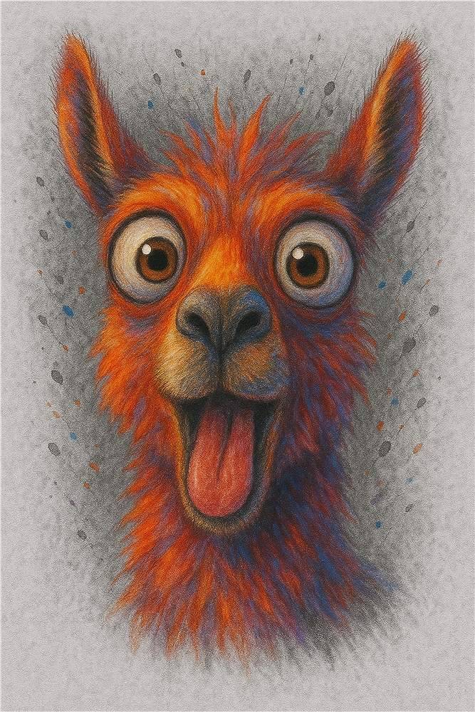 Sprudlende Llama med Store Øjne plakat