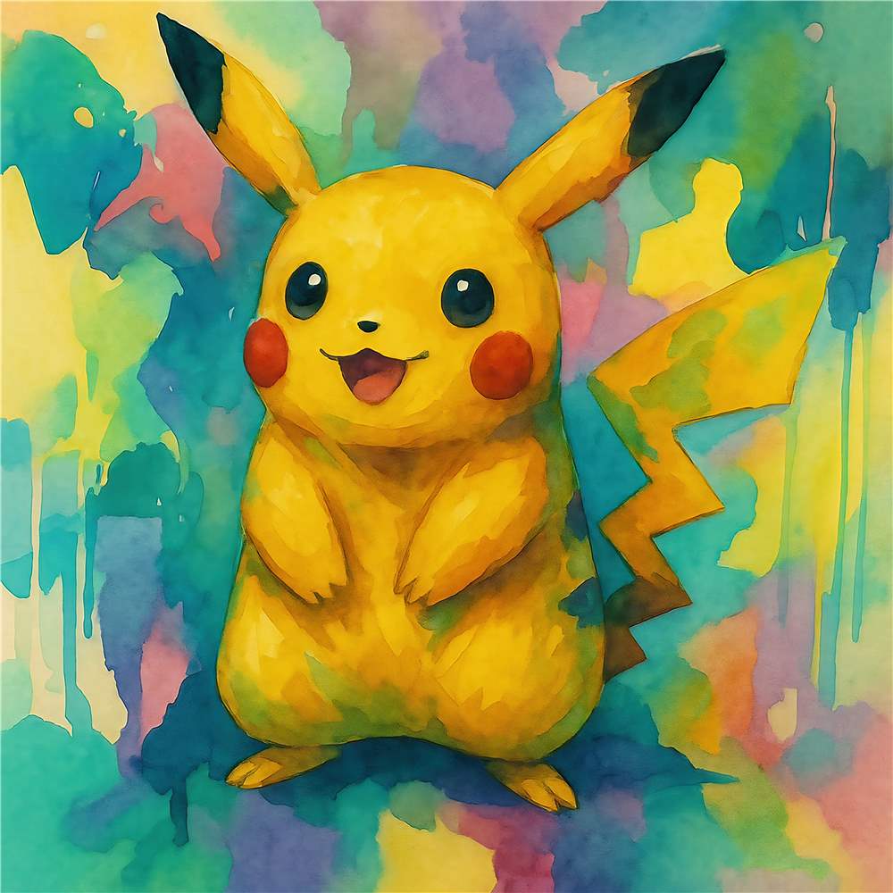 Farverig Pikachu i Abstrakt Kunst plakat