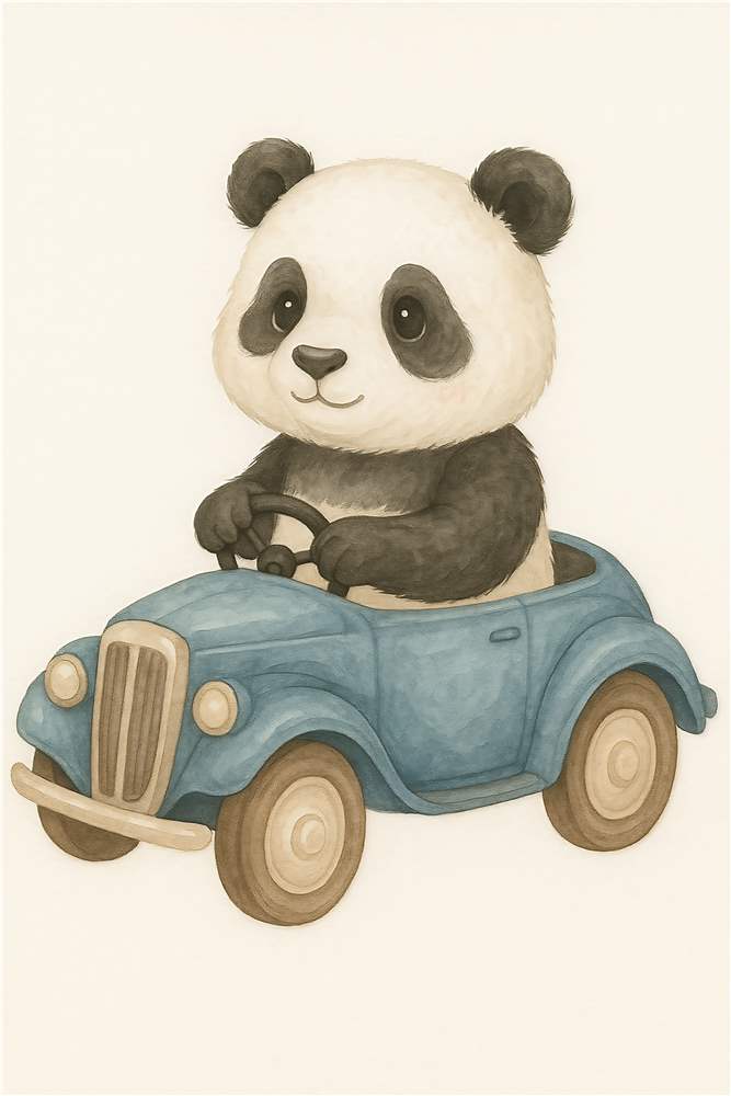 Sød Panda i Legetøjsbil plakat