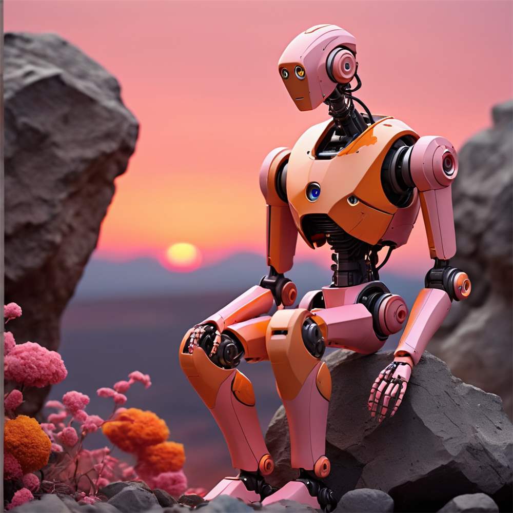 Reflekterende Robot i Solens Lys plakat