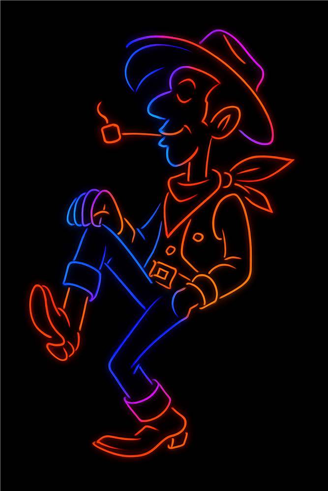 Neon Cowboy Smil og Fest plakat