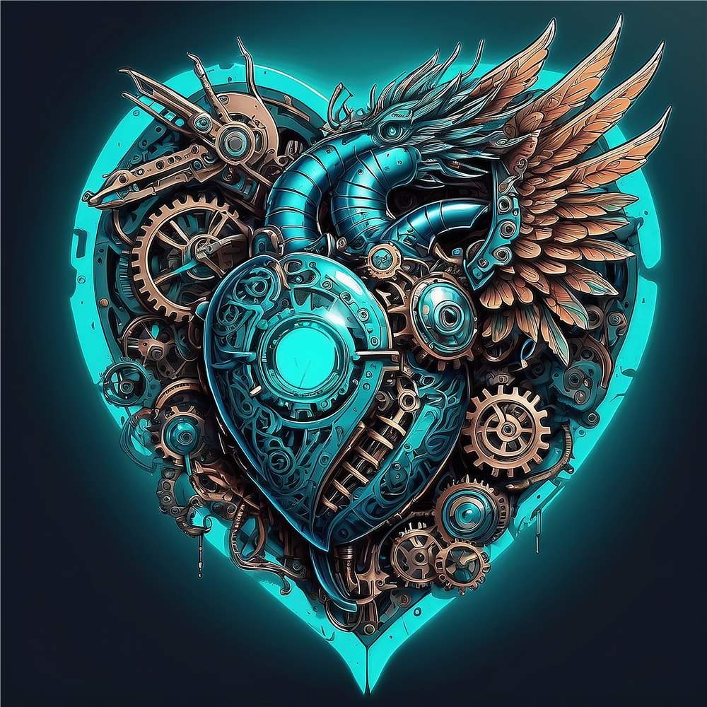Steampunk Hjerte: Gear & Vinger i Metal plakat