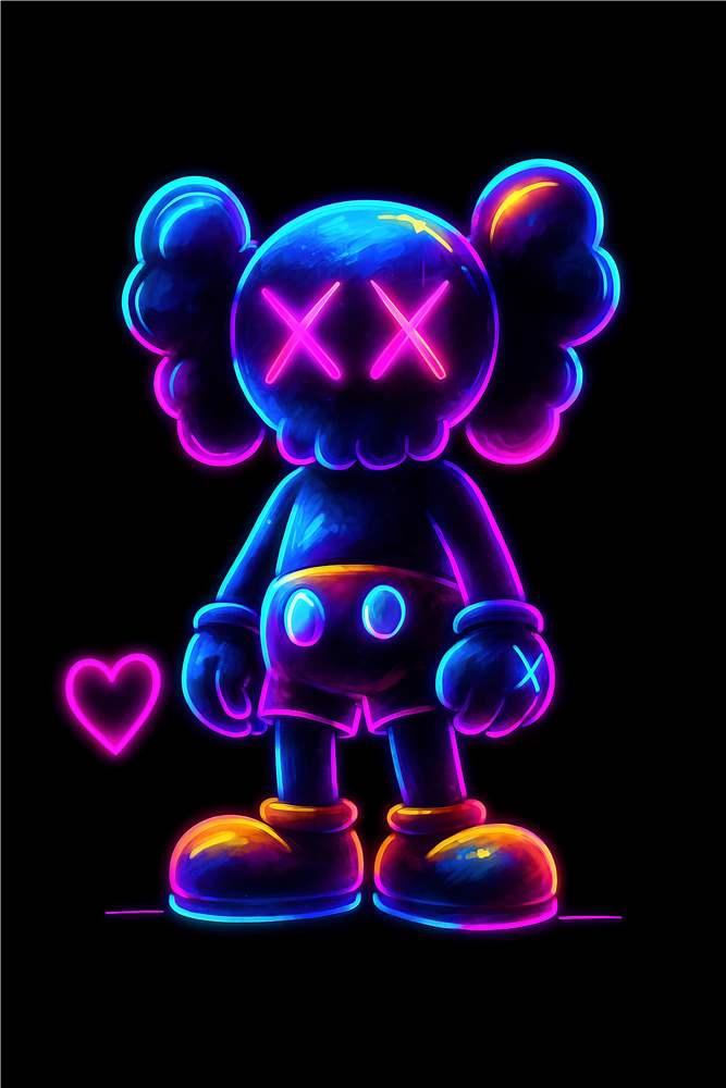 Glad Neon Figur med Hjerte plakat