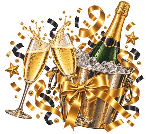 Champagne og mousserende vin med guldbånd
