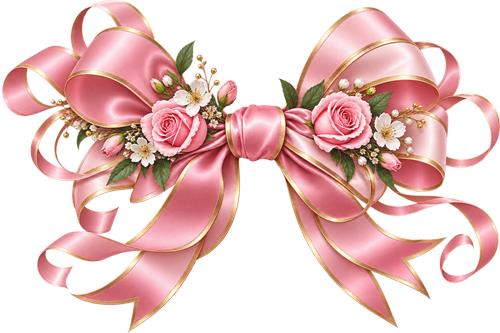 Elegant pink sløjfe med blomster