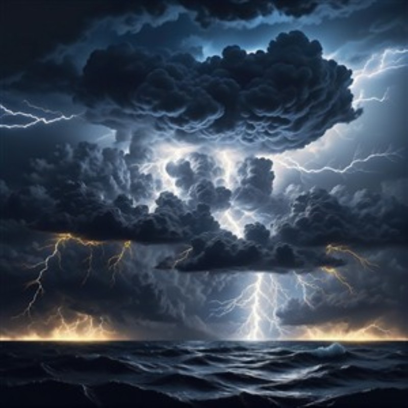 Den Kraftfulde Nat med Lyn - Oplev intensiteten af en stormfuld nat med lyn, der skærer gennem mørket og giver liv til himlen. Dette dramatiske motiv bringer energi og dramatik ind i dit rum.