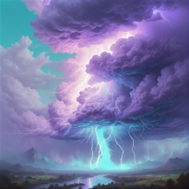 Dramatisk Storm med Lyn - Oplev den majestætiske skønhed ved en stormfuld himmel, hvor mørke skyer og lysende lyn skaber en hypnotiserende atmosfære. Denne kunstværk bringer naturens kraft ind i dit hjem og tilføjer en dramatisk flair til enhver væg.