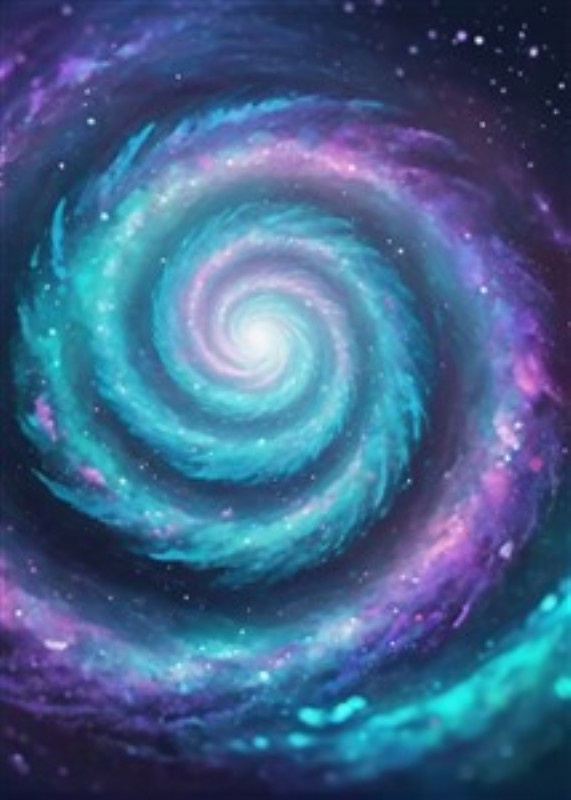 Hypnotisk Spiralgalakse i Lilla og Blå - Udforsk det farverige univers med denne betagende galaktiske spiral. De dybe lilla og blå nuancer tilfører et drømmende element til dit rum, skaber en atmosfære af lege og eventyr.