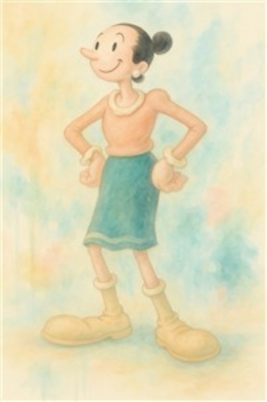 Glædelig Karakter med Farverig Udstråling - Bring liv og glæde ind i dit hjem med denne farverige karakterillustration! Den smilende figur, klædt i en livlig bluse og nederdel, stråler af positiv energi og vil være et perfekt fokuspunkt i ethvert rum.