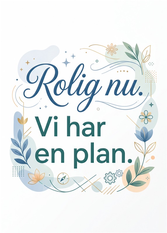 Rolig Nu: Vi Har En Plan Plakat - Skab ro og klarhed i dit hjem med vores smukke plakat 'Rolig nu. Vi har en plan.' Med bløde farver og delikate illustrationer er denne plakat perfekt til at bringe en følelse af fred og organisation til dit rum.