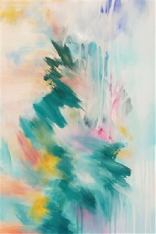 Drømmefuld Abstrakt Kunst med Pastelnuancer - Dette betagende abstrakte maleri i bløde pastelfarver fremkalder en fortryllende atmosfære, der inviterer til refleksion og ro. Perfekt til at lyse ethvert rum op og tilføje et strejf af kreativitet og elegance.