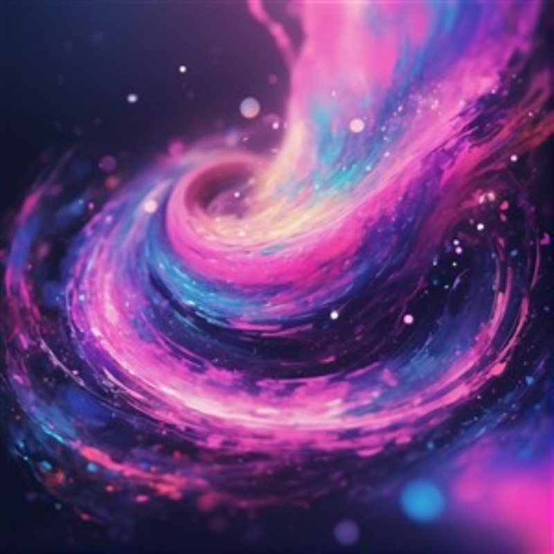 Galaktisk Spiral i Farver - Oplev det abstrakte univers med denne farverige spiral, der fortryller med sit strålende galakse-look. Et drømmende og inspirerende vægkunst, der vækker ærefrygt og fantasi i dit rum.