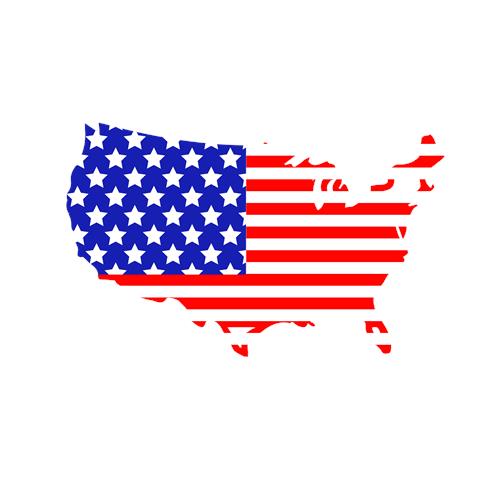 USA-kort med amerikansk flag