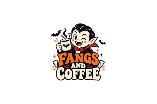 Vampyr med Fangs and Coffee